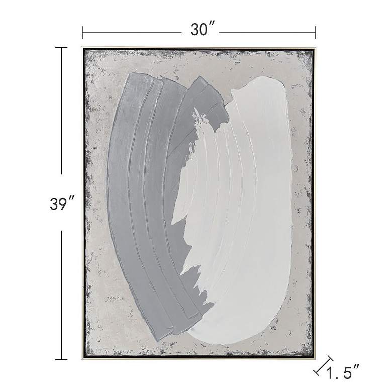 Image 7 30" x 39" Abstract Black Frame Ivory & Grey Hand Painted Canv more views