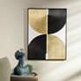 1_30" x 39" Abstract Black, Gold & White Hand Painted Canvas Wa