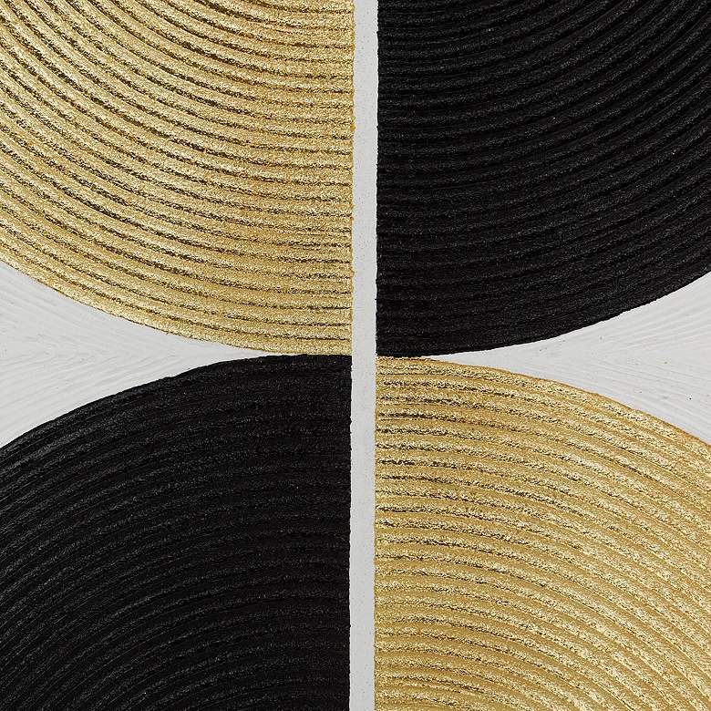 Image 5 30" x 39" Abstract Black, Gold & White Hand Painted Canvas Wa more views