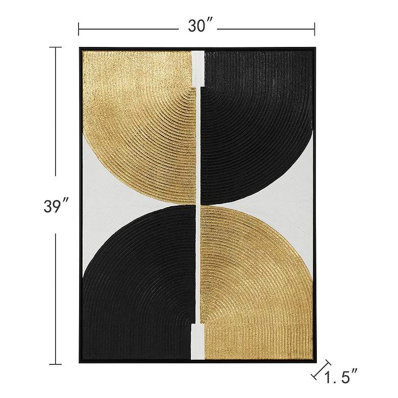 Image 7 30" x 39" Abstract Black, Gold & White Hand Painted Canvas Wa more views
