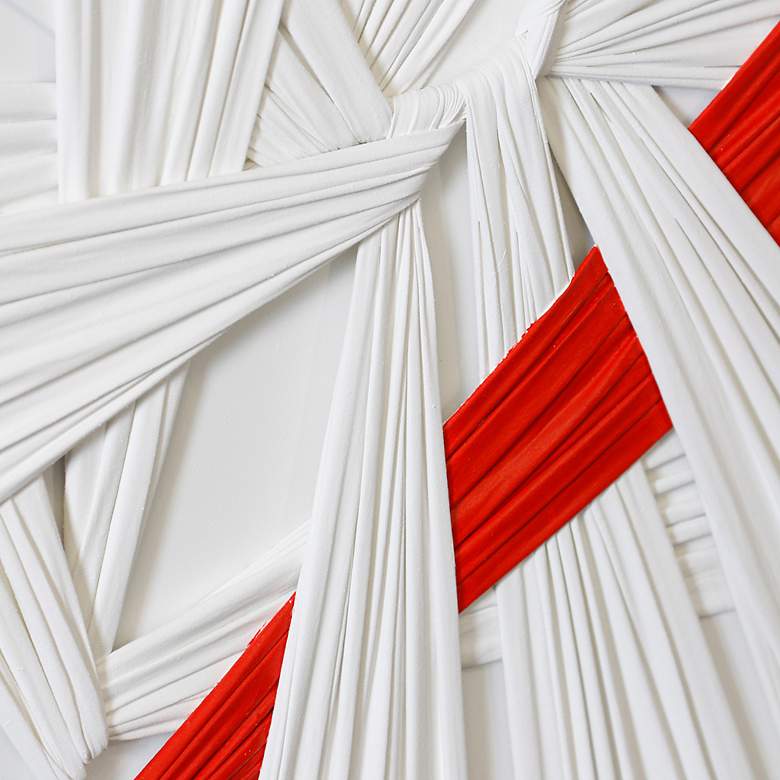 Image 2 30" x 39" Applied & Tied Silver Frame White & Red Fabric more views