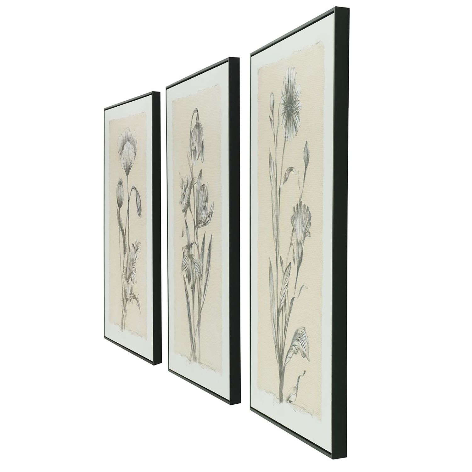 Thumbnail3 of 30" x 39" Flowers Black and Beige Hand Painted Canvas Wall Art more views