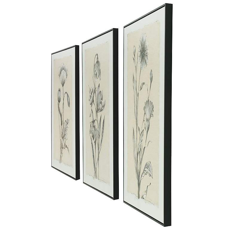 Image 3 30" x 39" Flowers Black and Beige Hand Painted Canvas Wall Art more views