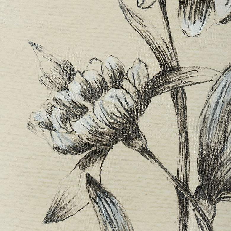 Image 5 30" x 39" Flowers Black and Beige Hand Painted Canvas Wall Art more views