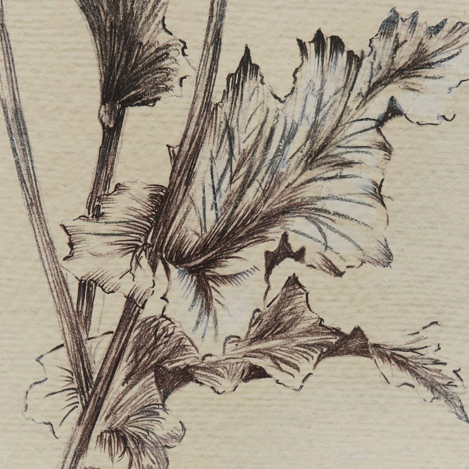 30" x 39" Flowers Black and Beige Hand Painted Canvas Wall Art