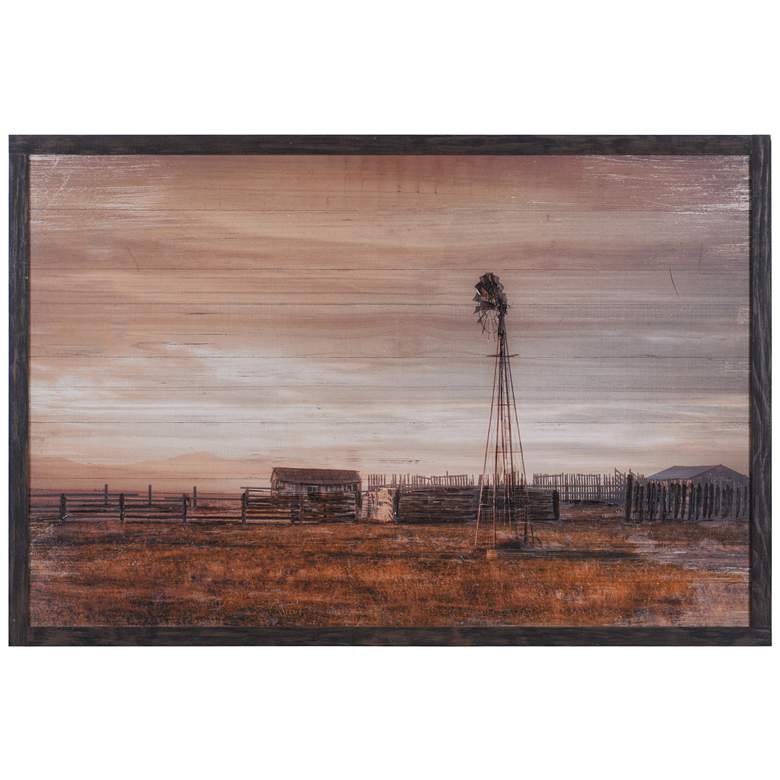 Image 1 30 inch x 45 inch On the Ranch Distressed Brown Framed Rustic Landscape P