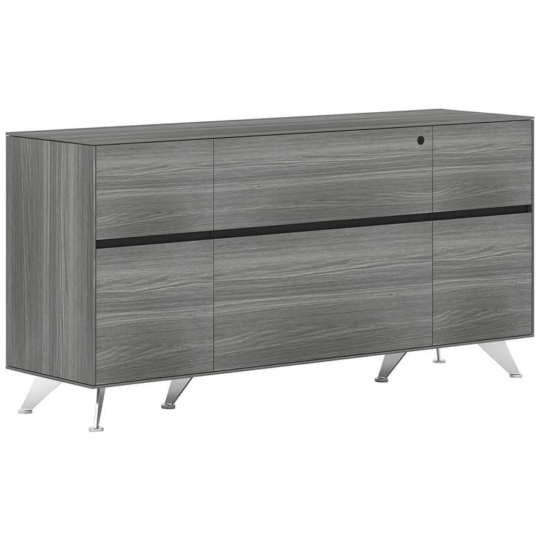 Image 1 300 Collection 63 inch Wide Gray and Black Wood Credenza