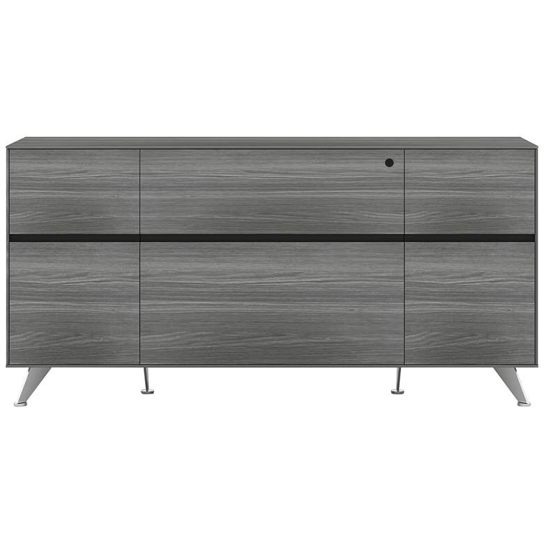 300 Collection 63&quot; Wide Gray and Black Wood Credenza more views