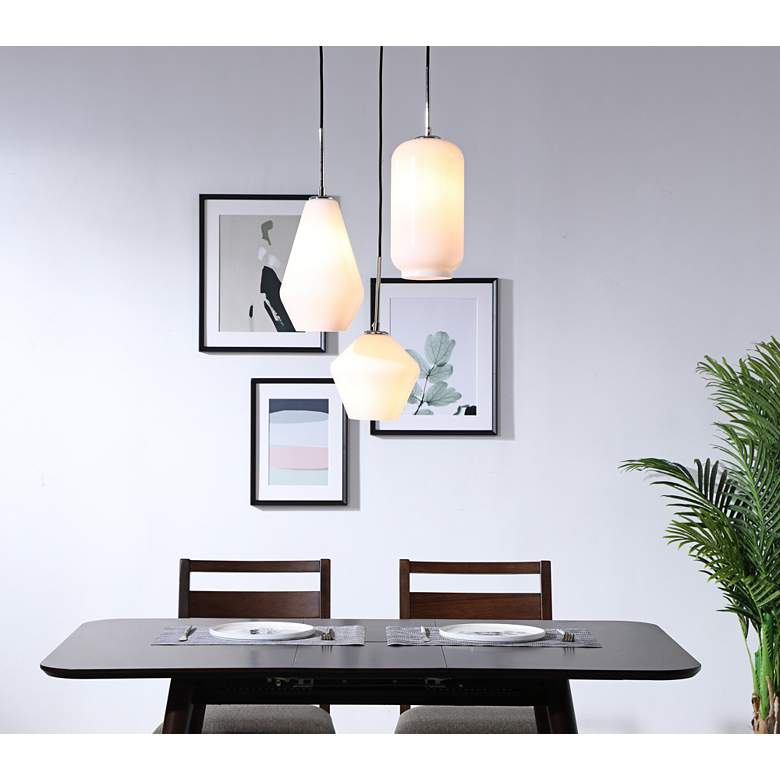 Image 1 Gene 17 1/4"W Chrome Multi-Light Pendant with White Glass in scene