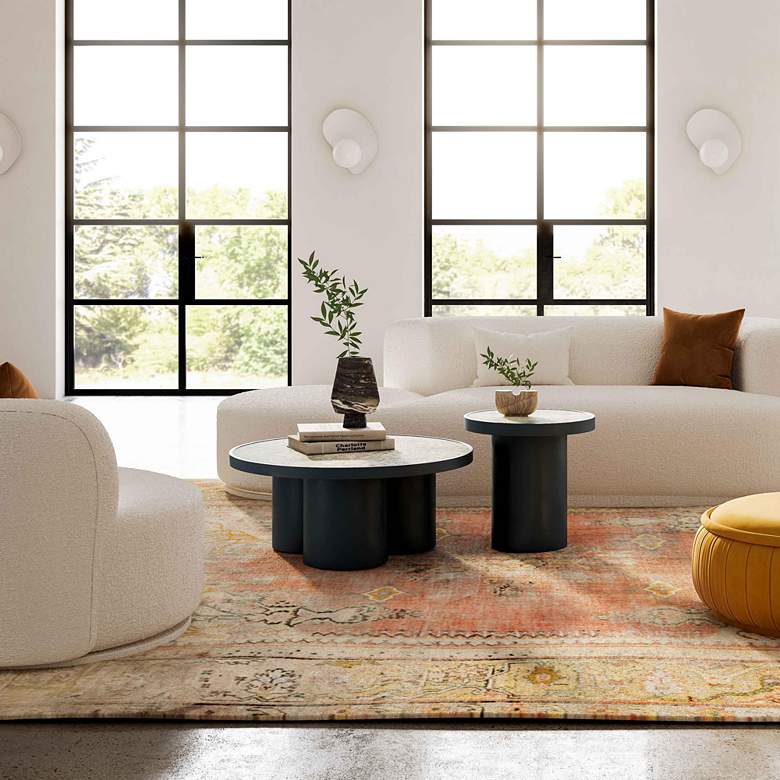 Image 1 TOV Nautilus 35 3/4" Wide Silver Mirrored Top Modern Coffee Table in scene