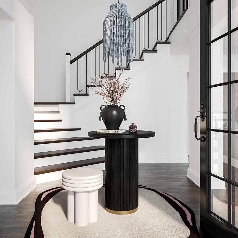 Image 1 TOV Chelsea 26" Wide Modern Black Oak Wood Round Entry Table in scene