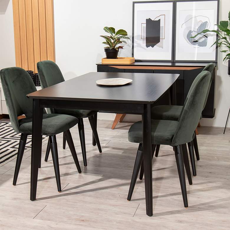 Image 1 Tudor 53 1/4" Wide Matte Black Wood Rectangular Dining Table in scene