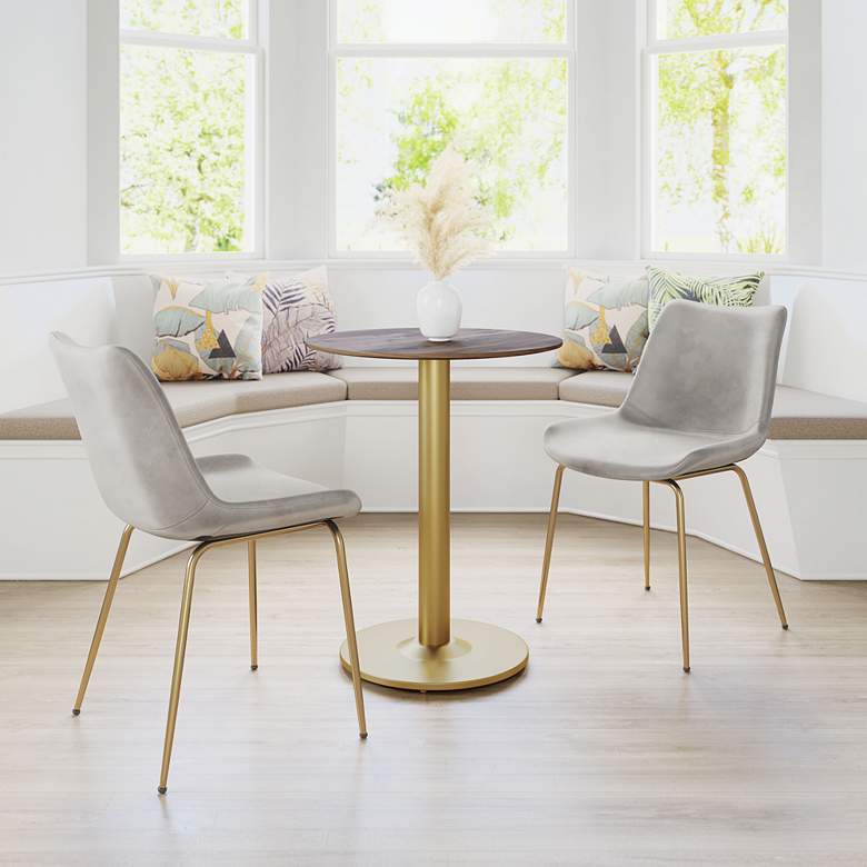Image 1 Zuo Alto 23 1/2" Wide Brown and Gold Bistro Table in scene
