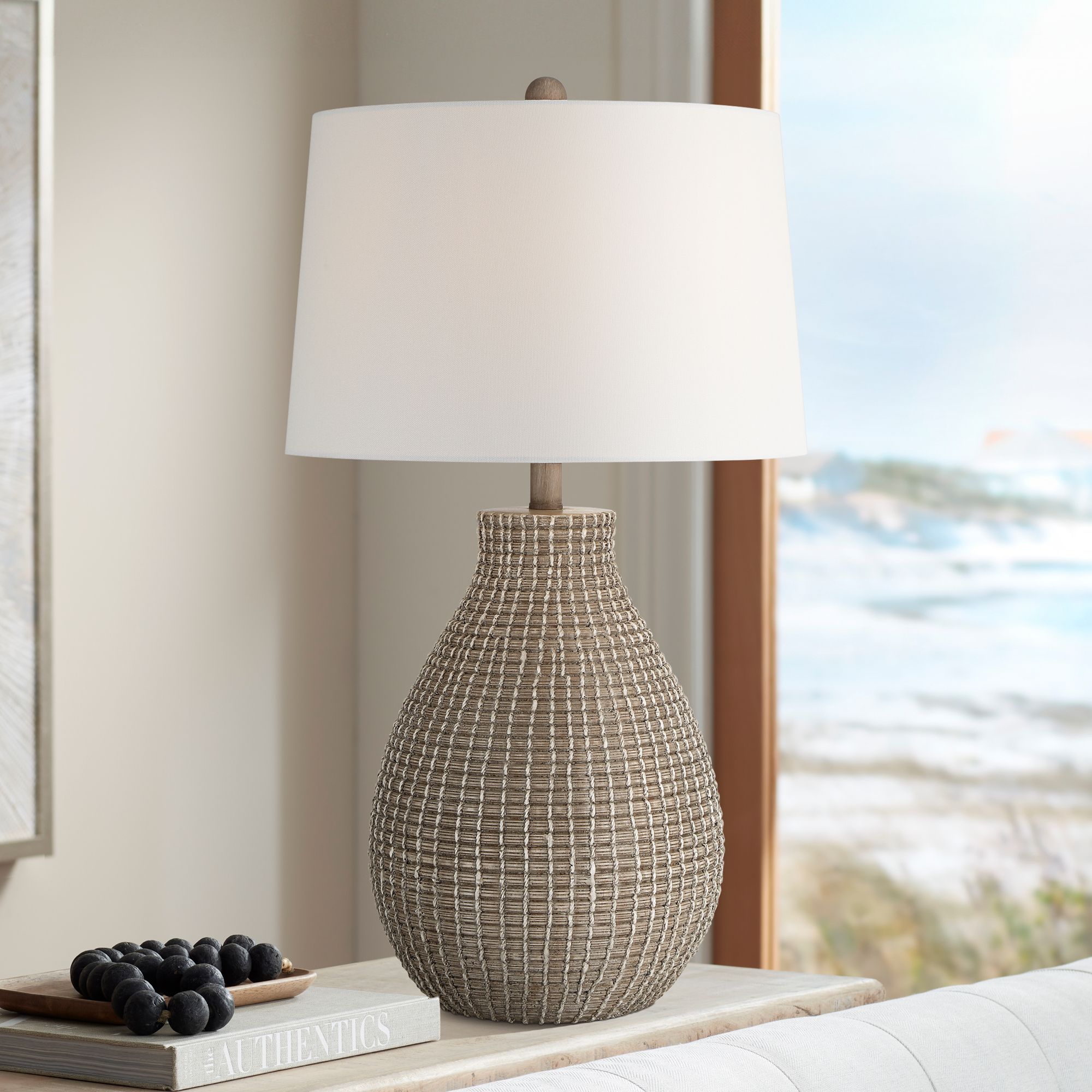Adelyn 28" High Natural Beige Gourd Table Lamp in scene