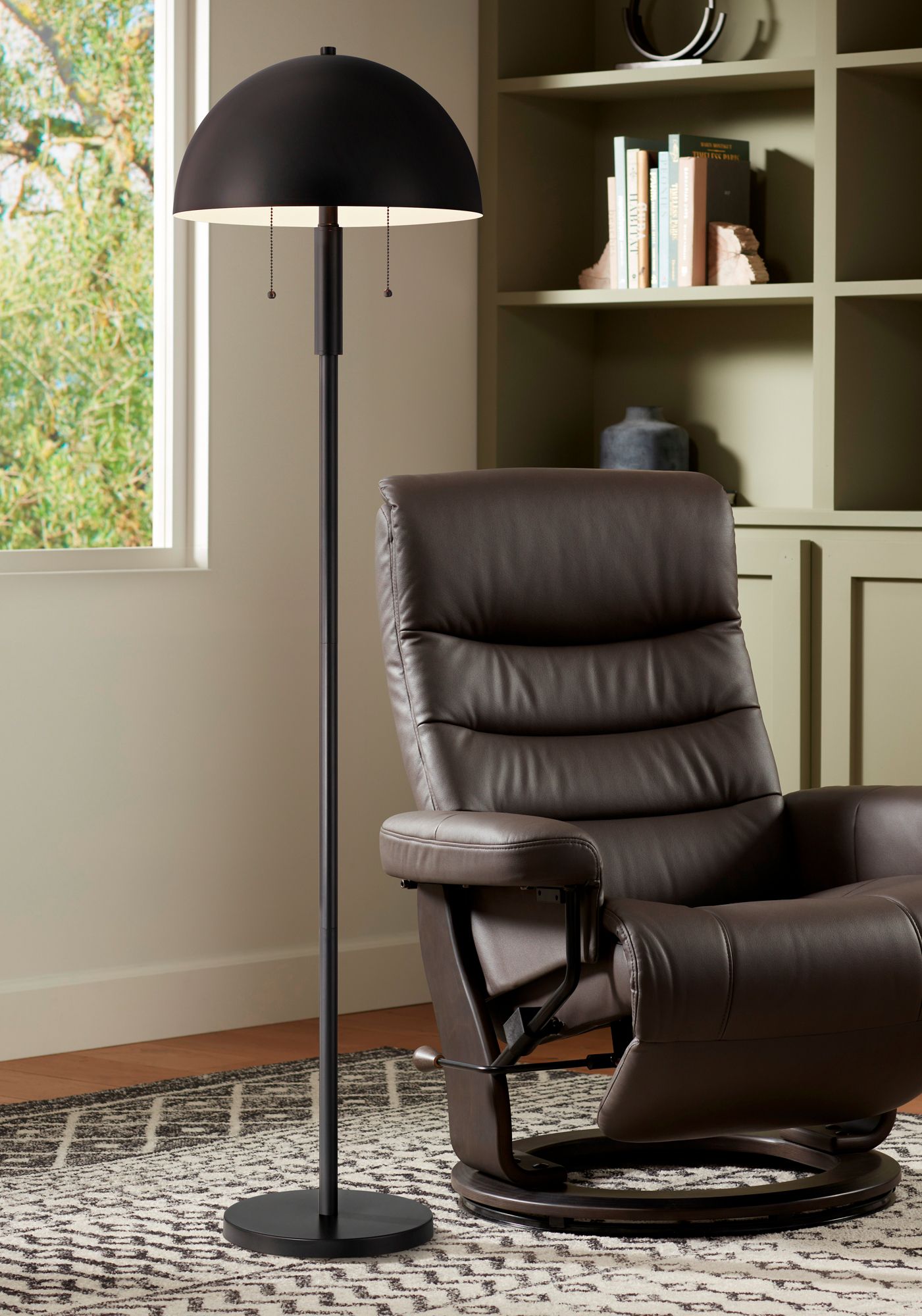 Image 1 360 Lighting Rhys 62" High Black Modern Mushroom Dome Floor Lamp in scene