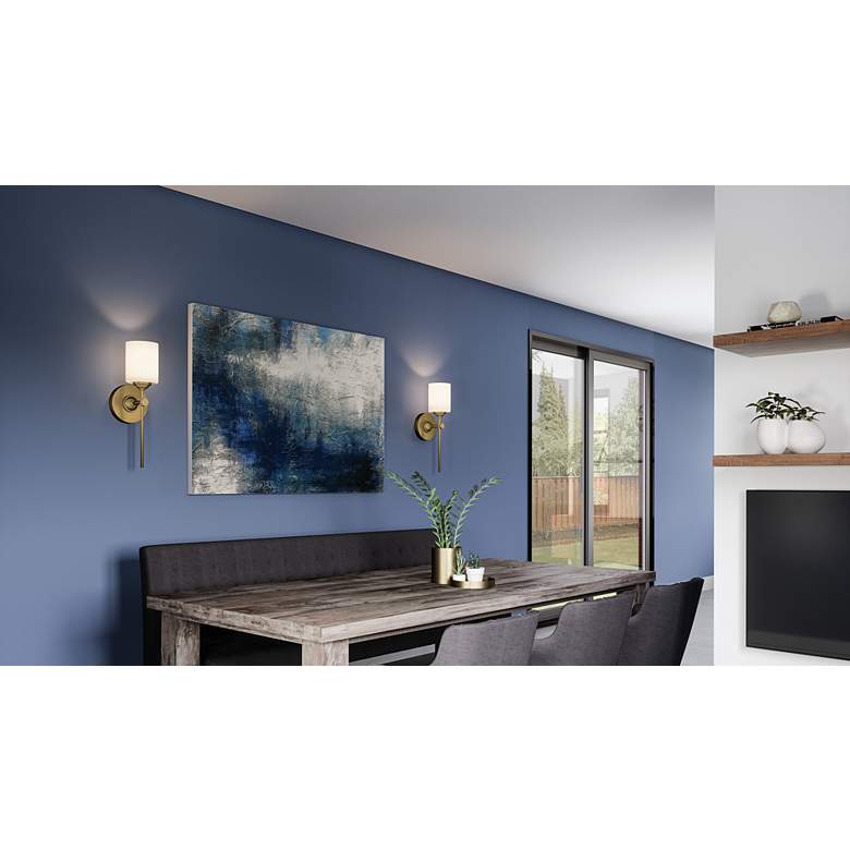 Image 1 Quoizel Aria 16" High Weathered Brass Wall Sconce in scene