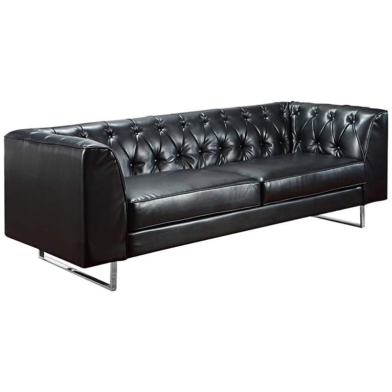 Image 1 309 Troika 87 inch Wide Black Bonded Leather Sofa