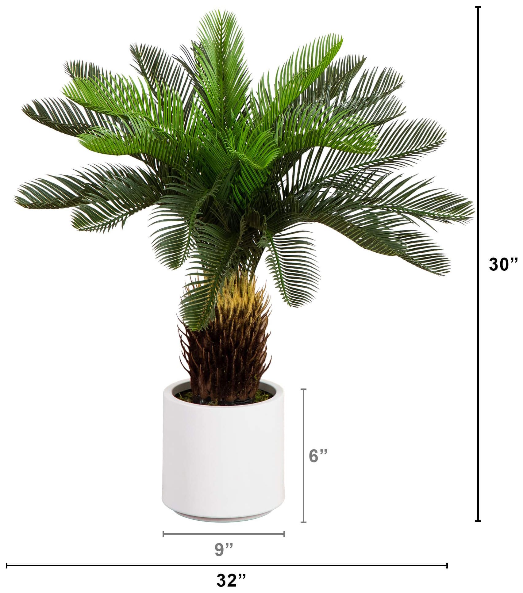 Thumbnail3 of 30in. UV Resistant Artificial Cycas Palm Tree in White Decorative Planter more views