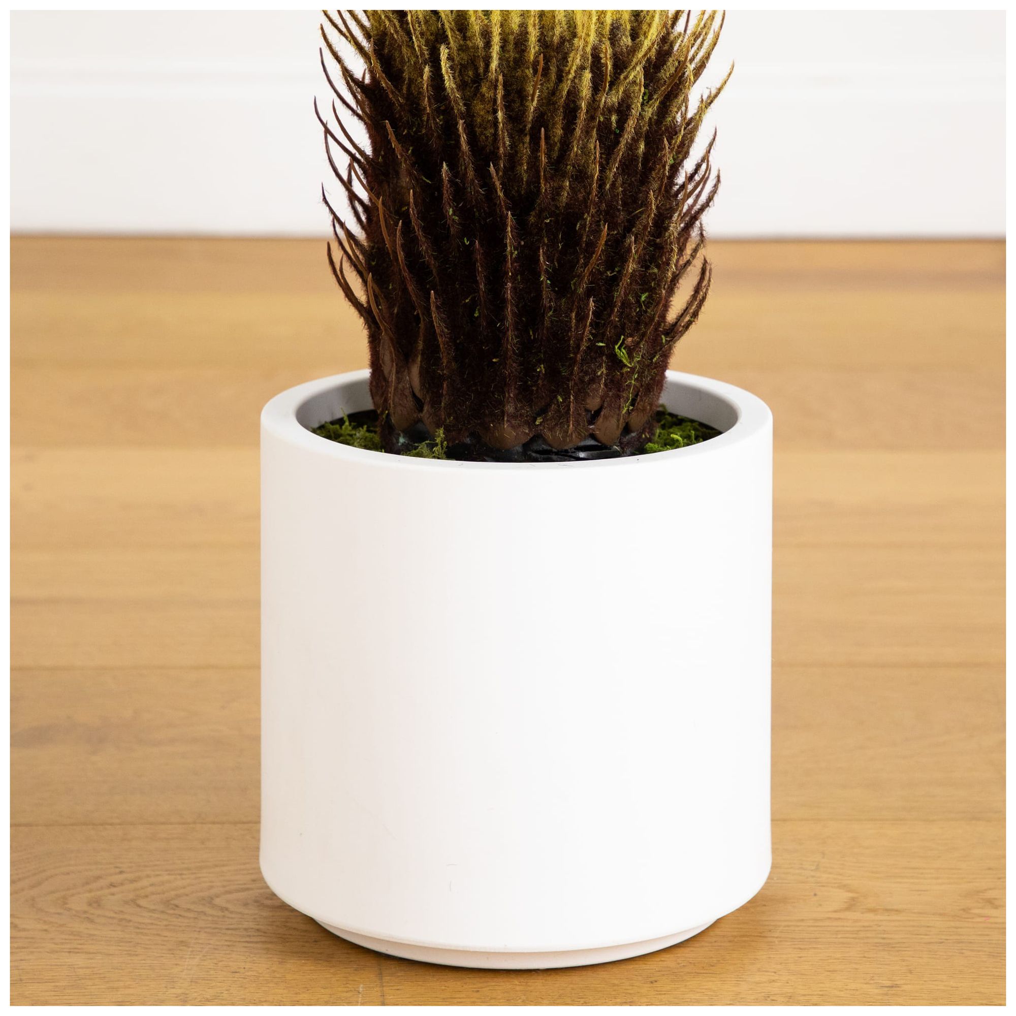 30in. UV Resistant Artificial Cycas Palm Tree in White Decorative Planter