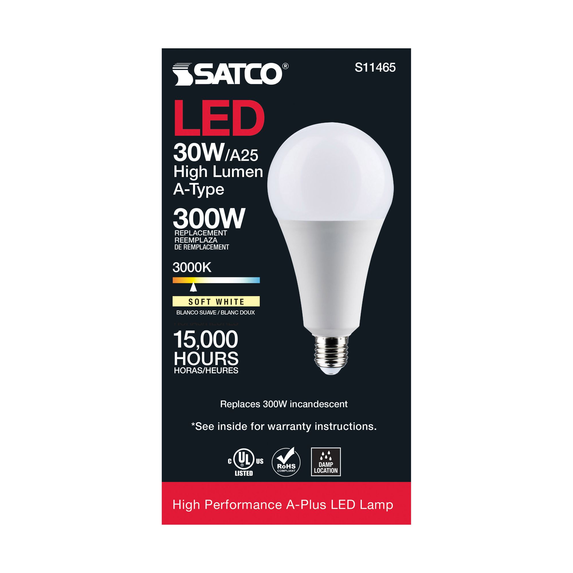 Image 6 30W Equivalent Satco White 30W LED High Lumen Non-Dimmable Standard more views