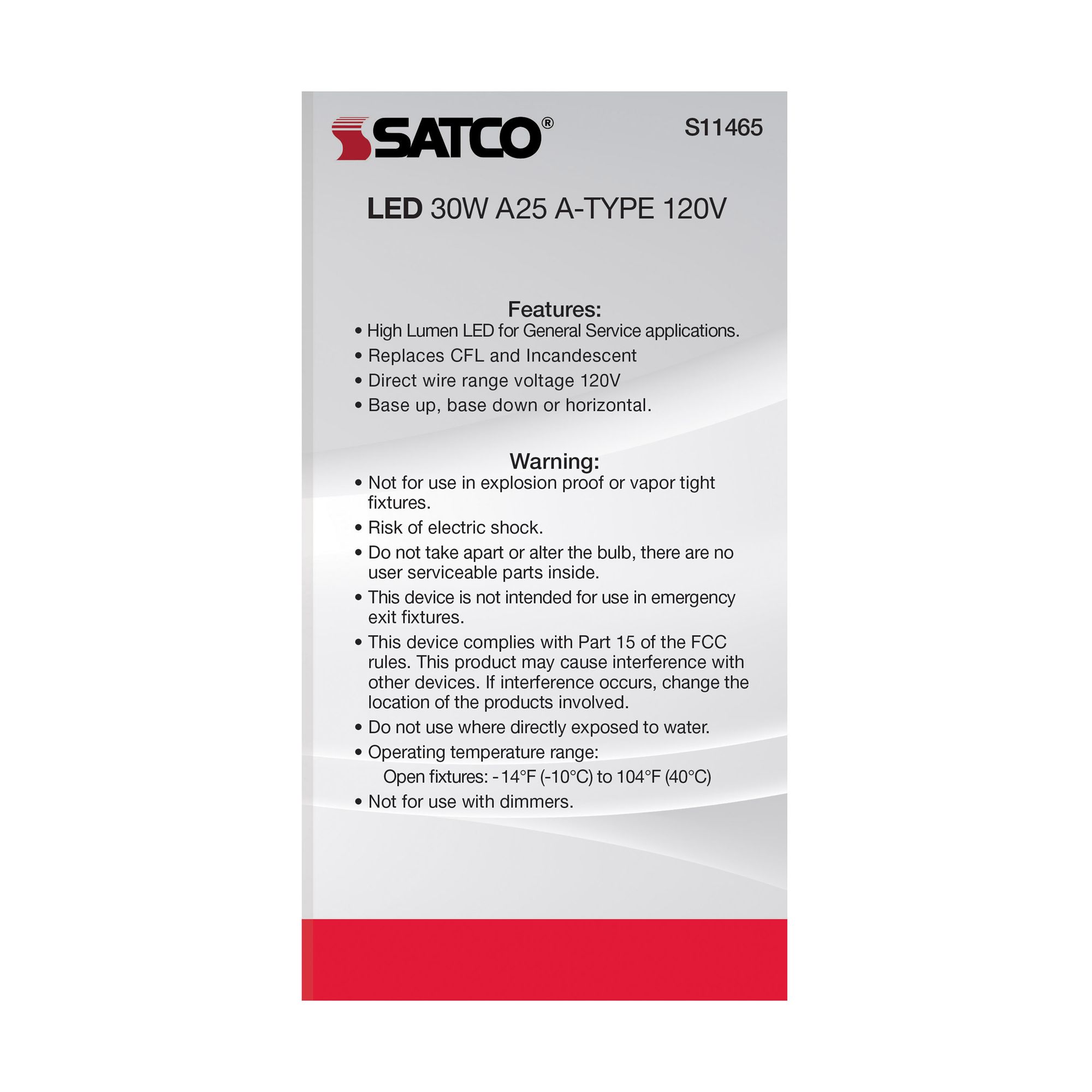 Image 7 30W Equivalent Satco White 30W LED High Lumen Non-Dimmable Standard more views
