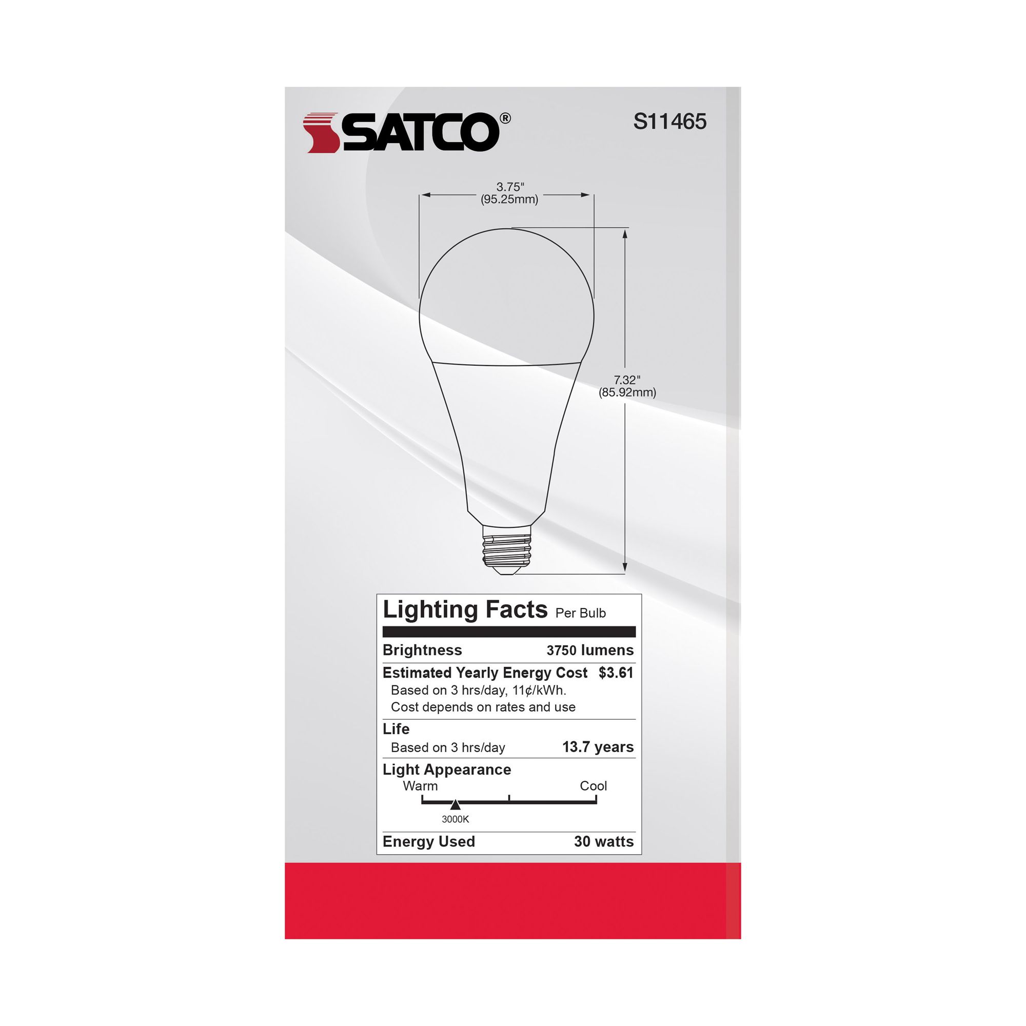 30W Equivalent Satco White 30W LED High Lumen Non-Dimmable Standard in scene