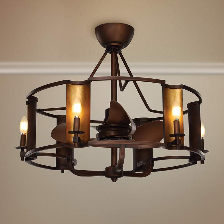 Image 1 31.25" Maxim Candella Chestnut Bronze LED Damp Ceiling Fan
