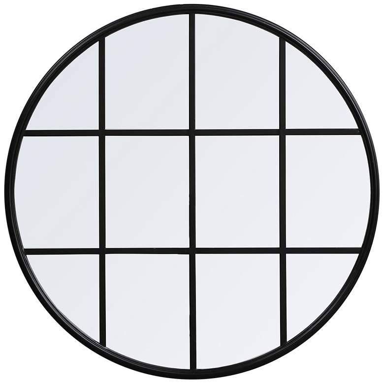 Image 1 31.5-in W x 31.5-in H Metal Windowpane Wall Mirror in Black