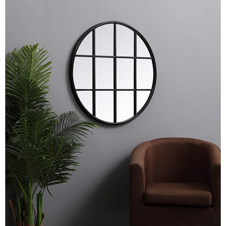 Image 3 31.5-in W x 31.5-in H Metal Windowpane Wall Mirror in Black more views