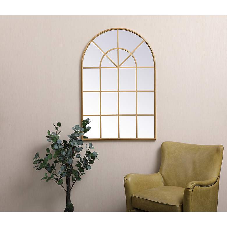 Image 3 31.5-in W x 47.25-in H Metal Windowpane Wall Mirror in Brass more views