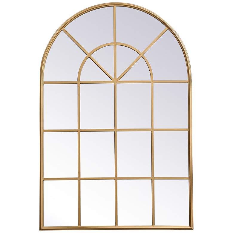 Image 4 31.5-in W x 47.25-in H Metal Windowpane Wall Mirror in Brass more views