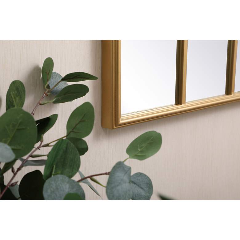 Image 5 31.5-in W x 47.25-in H Metal Windowpane Wall Mirror in Brass more views