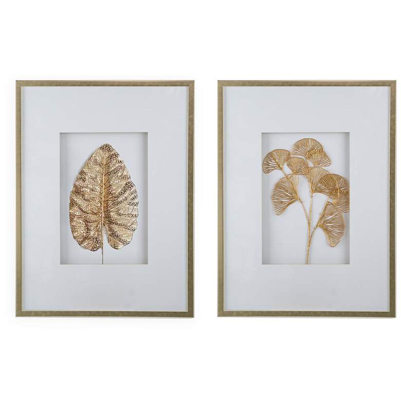 Image 1 31.5" x 23.6" Gold Rectangular Framed Botanical Wall Art - Set of