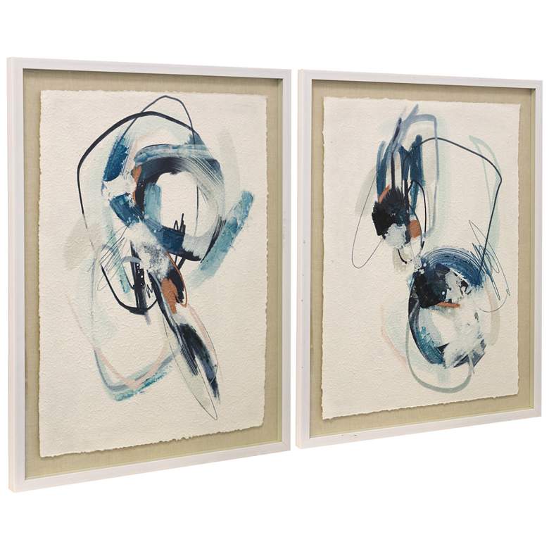 Image 1 31.5" x 23.6" Tender Blue Shadow Box Abstract Wall Art - Set of 2