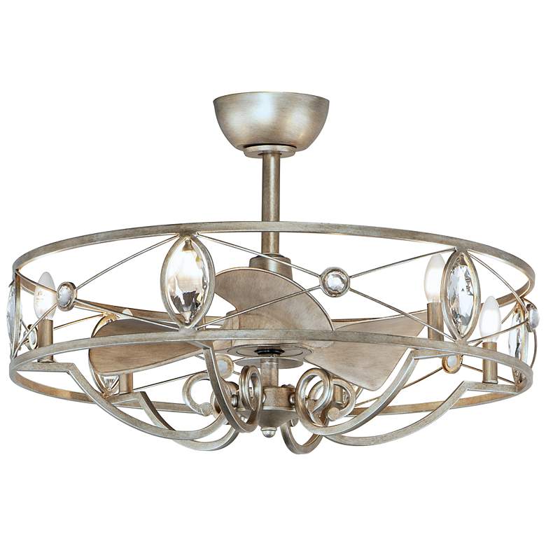 Image 2 31" Maxim Solitaire Silver Crystal LED Fandelier Smart Ceiling Fan