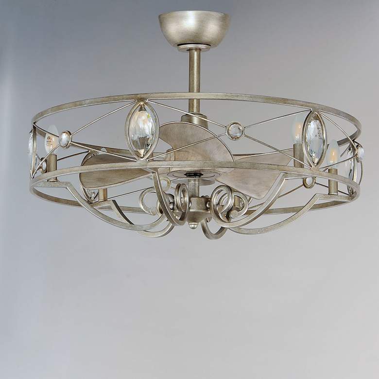 Image 4 31" Maxim Solitaire Silver Crystal LED Fandelier Smart Ceiling Fan more views