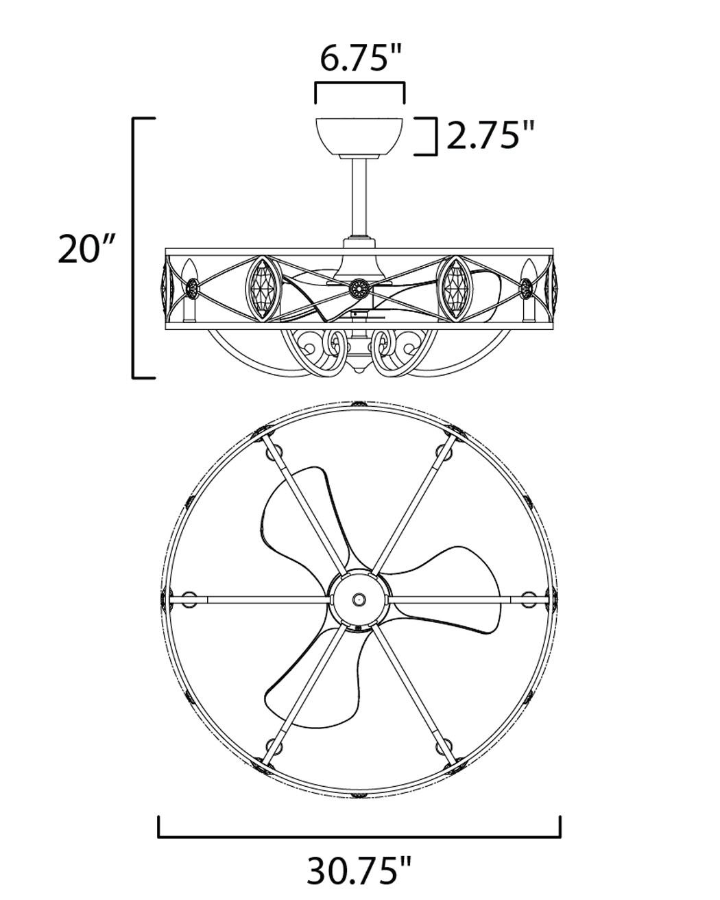 31" Maxim Solitaire Silver Crystal LED Fandelier Smart Ceiling Fan