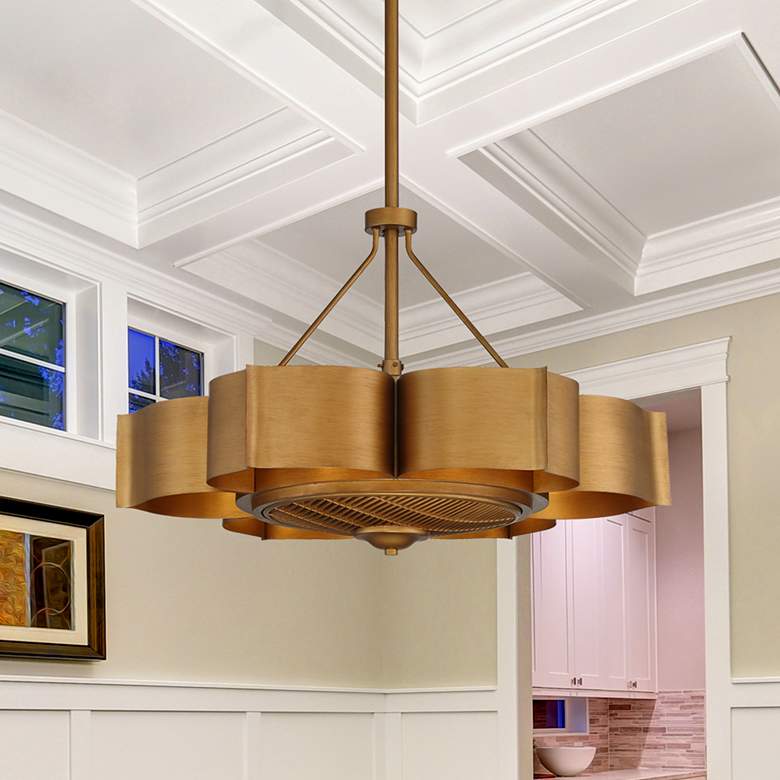 Image 2 31" Savoy House Stockholm 6-Light Gold Patina Fan D'Lier