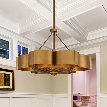 31" Savoy House Stockholm 6-Light Gold Patina Fan D'Lier
