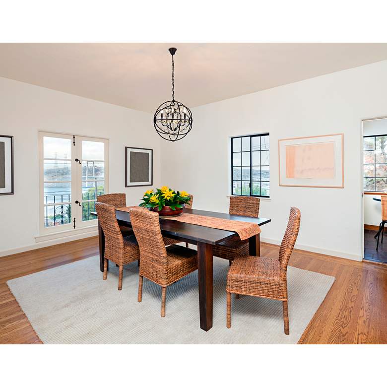 Image 1 Geneva 20" Wide Dark Bronze and Golden Teak 5-Light Pendant in scene