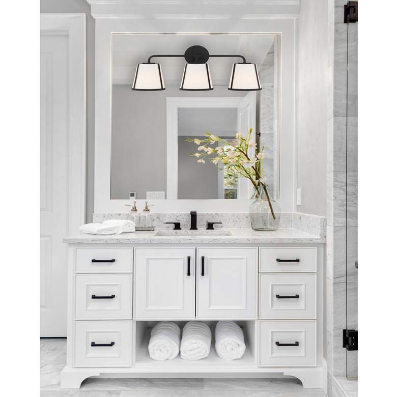 Image 1 Crystorama Fulton 23 1/4" Wide Black 3-Light Bath Light in scene