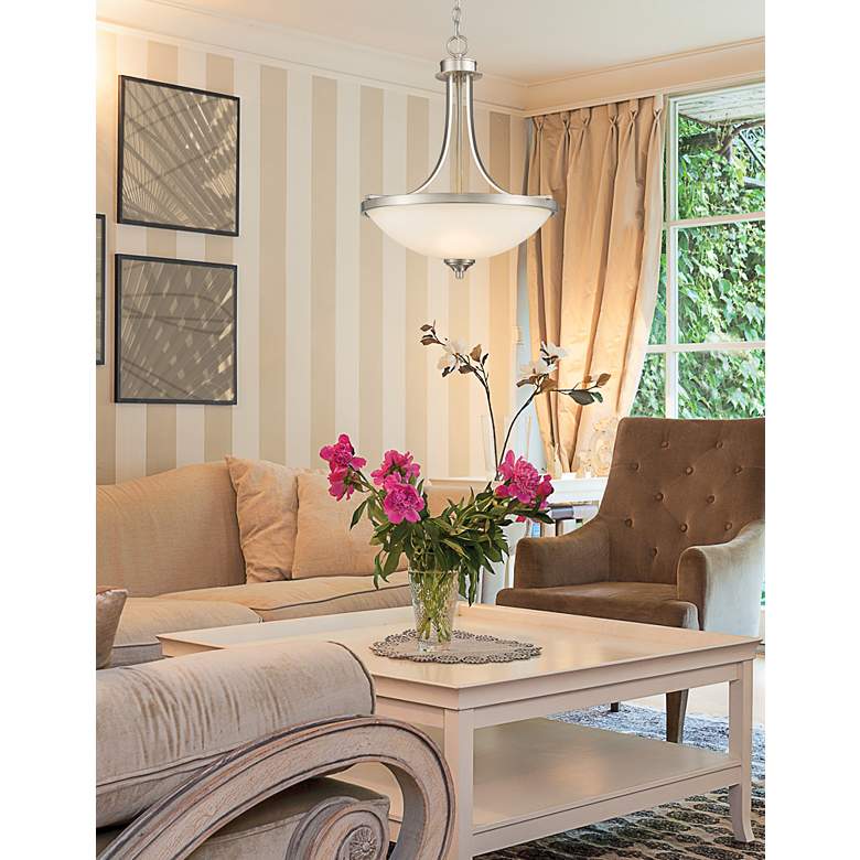 Image 1 Bordeaux 17" Wide Brushed Nickel Bowl Pendant Light in scene