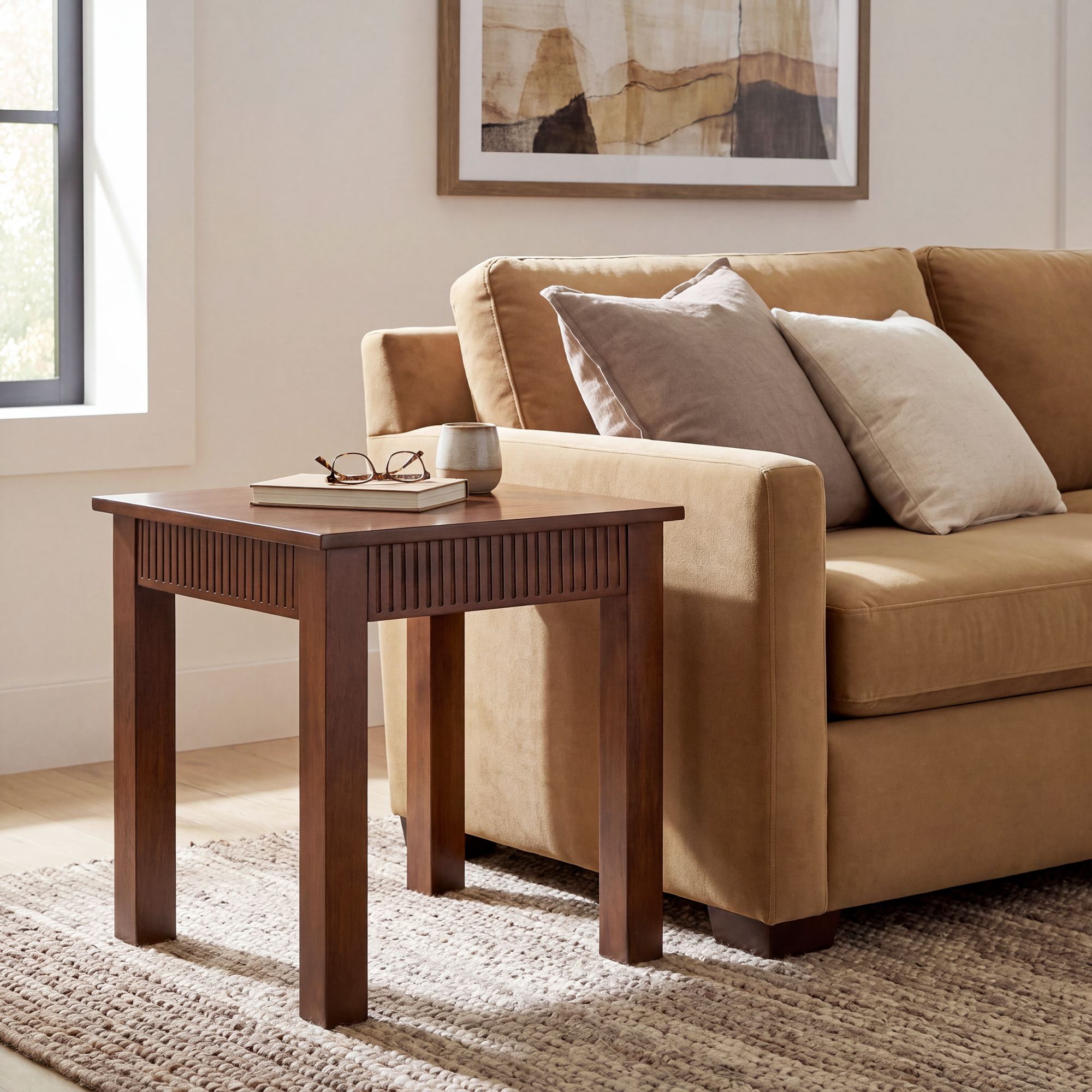 Andover 22" Wide Dark Walnut Mission Craftsman Square Side Table in scene