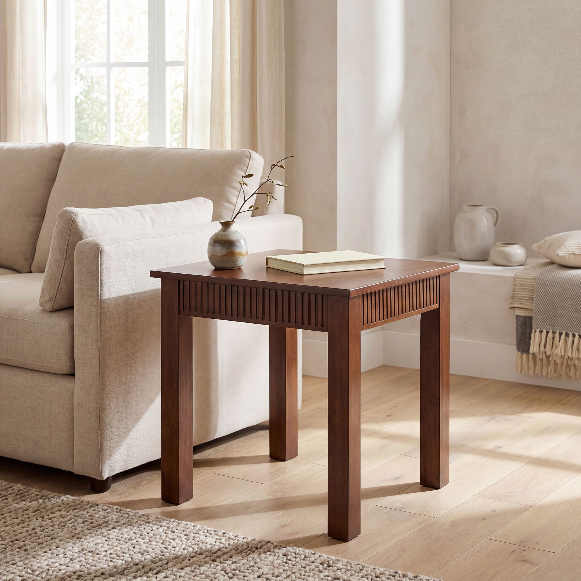Thumbnail1 of Andover 22" Wide Dark Walnut Mission Craftsman Square Side Table in scene