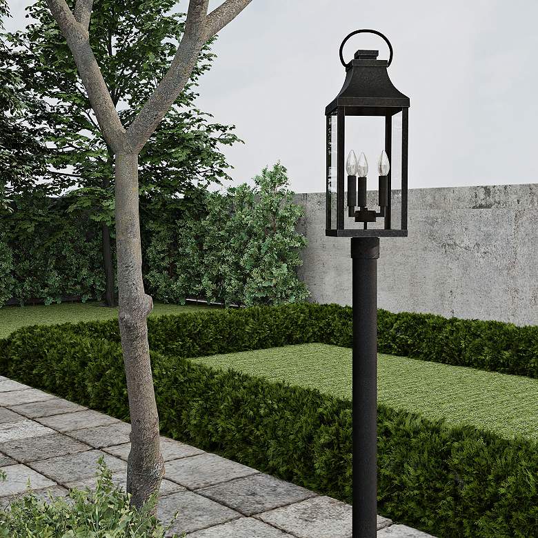 Image 1 Bradford 26 3/4" High Black Outdoor Lantern Post Light in scene