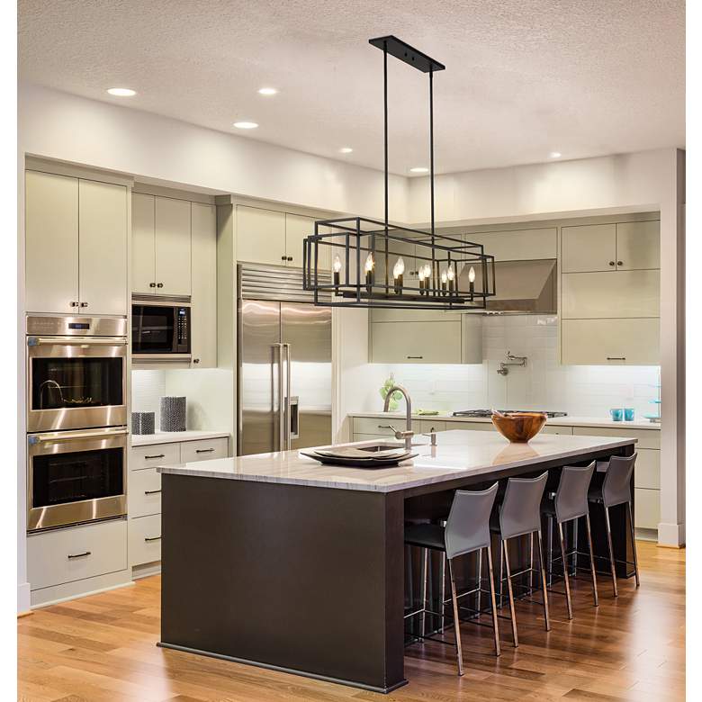 Image 1 Z-Lite Titania 13" Wide Matte Black 10-Light Linear Pendant in scene