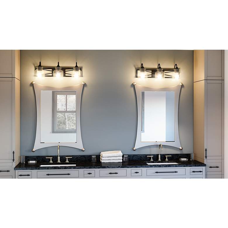 Image 1 Quoizel Bartley 24" Wide Matte Black 3-Light Bath Light in scene