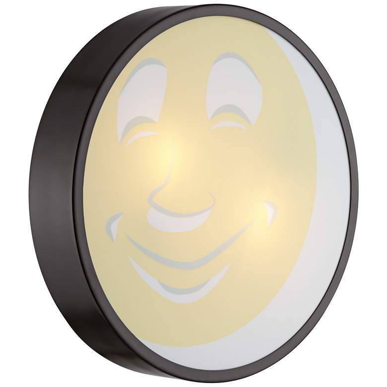 Image 1 31J33 - 15"Round Bronze Moon Face FlushMount Ceiling Fixture