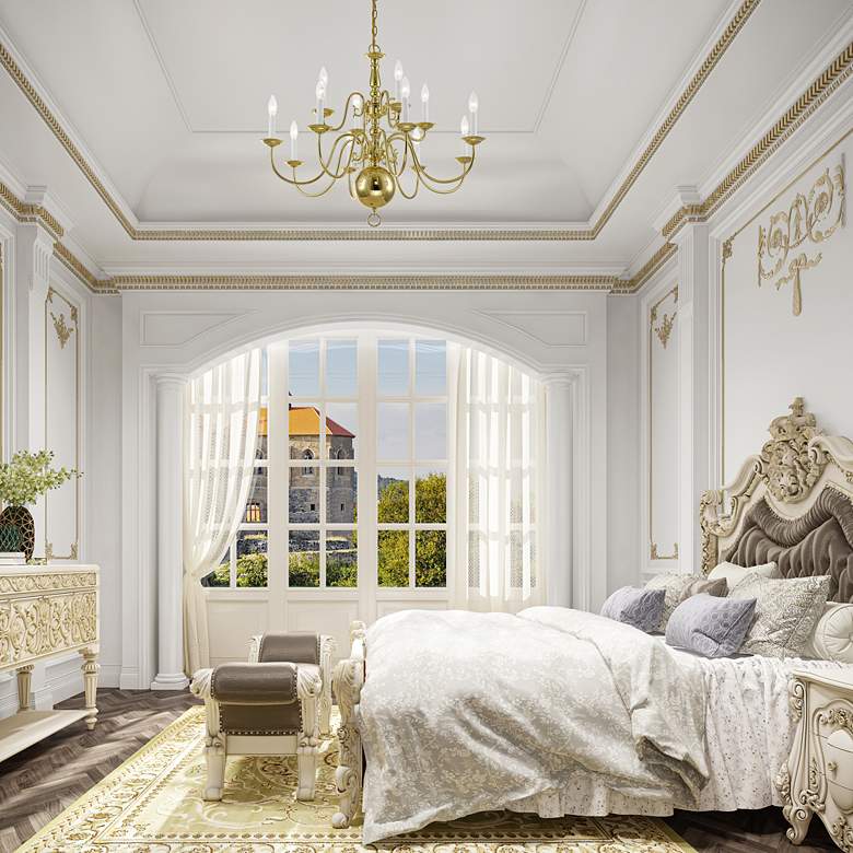 Image 1 Williamsburgh 32" Wide Polished Brass 12-Light Chandelier in scene