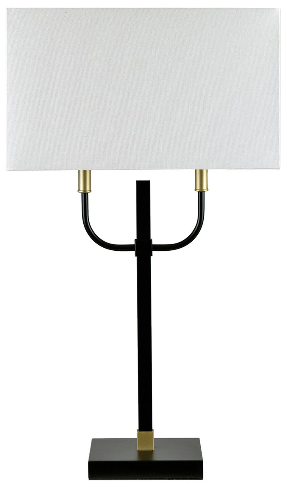 Image 2 32.25" Black and Gold Metal Table Lamp with Linen Shade more views